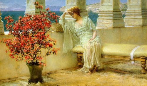 saturnsdaughter:Sir Alma-Tadema, Her Eyes Are With Her Thoughts And They Are Far Away, 1897