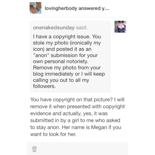 So some people just like being ultra fucking douche bags. By the look of this blog I highly doubt this person receives any credible submissions as they all look completely fake. My next photos will have to be watermarked I suppose!  In the meantime, enjoy
