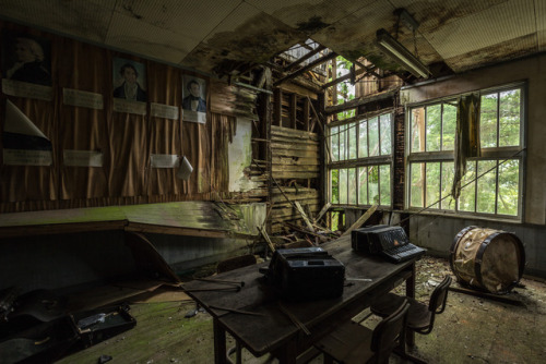 Abandoned school on the hill.