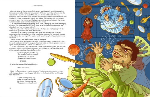 Here’s a spread from Alice in Wonderland. We had to reinterpret/put our own twist on the story