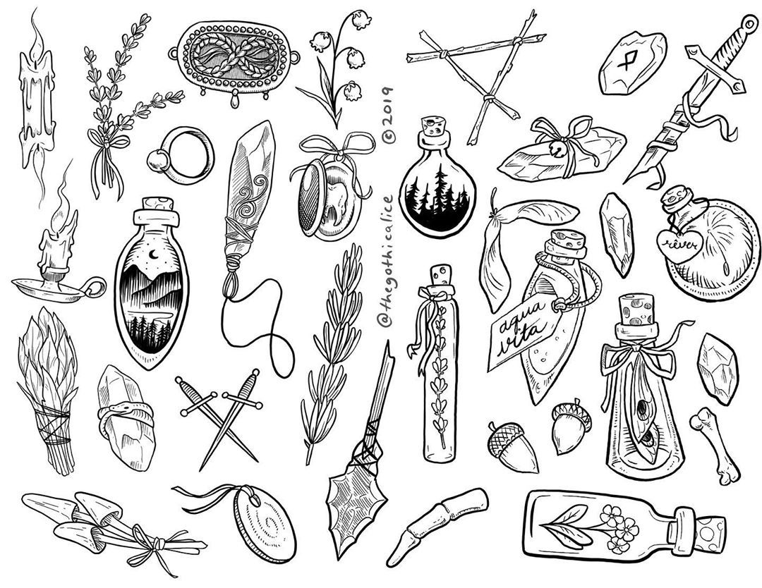 Tattoo Design Set Gothic Icons Mystic Stock Vector Royalty Free  1173125125  Shutterstock