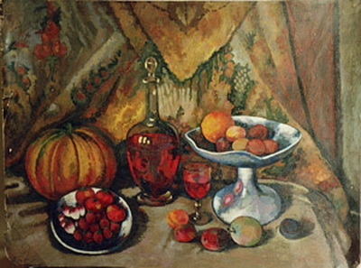 ilya-mashkov:Still life with fruits by Ilya Mashkov