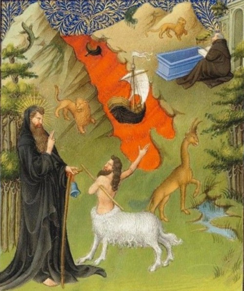 religions-of-the-world: St. Anthony, the Centaur, and the Satyr (from the Life of St. Paul, the Firs