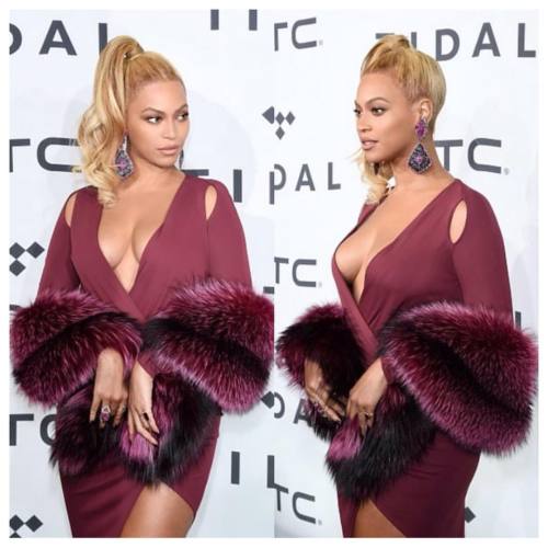 Beyonce looking fab in magenta fur on the Tidal X: 1020 red carpet | #furfashion #style #furstyle #s