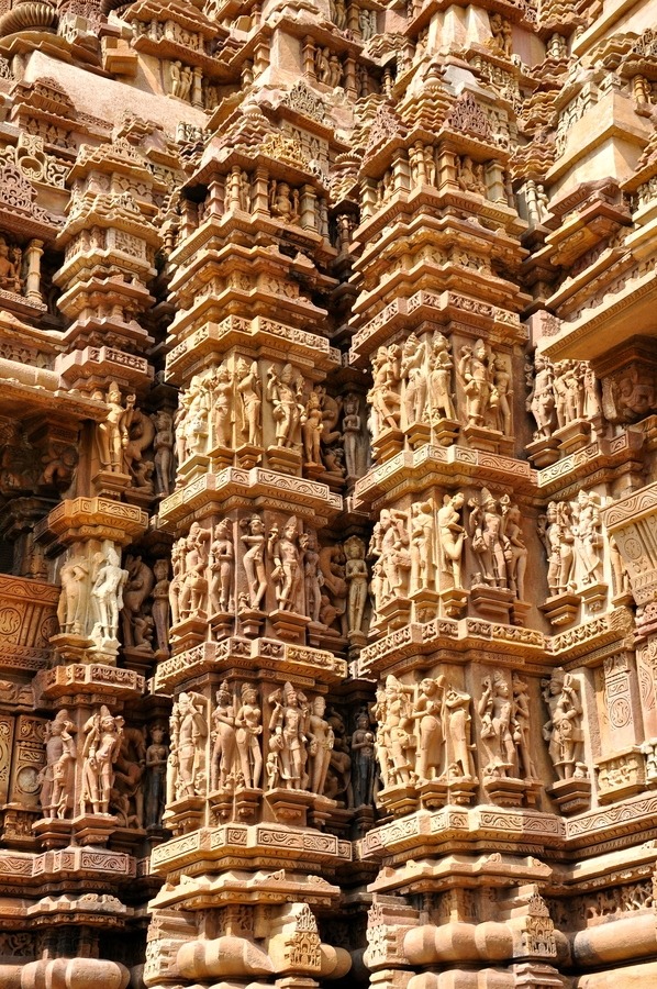 Erotica in marble (the Khajuraho Group of Monuments in India has huge carved pillars