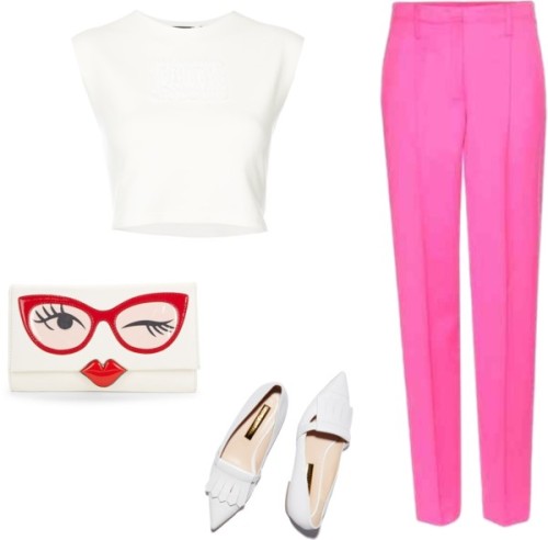 Hot Pink by triplea-1 featuring leather pursesPuma cropped tank top, €75 / Edun wool pants, €265 / K