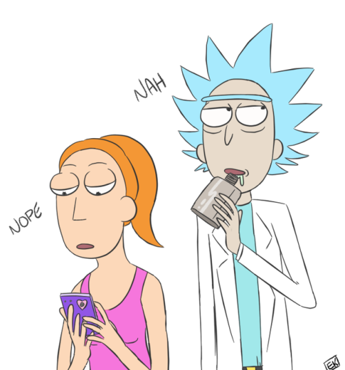 comic-rick-pics: theelbowking: Apathy is a real uhh Bi*urp*tch Morrrrty. ((When someone asks about E