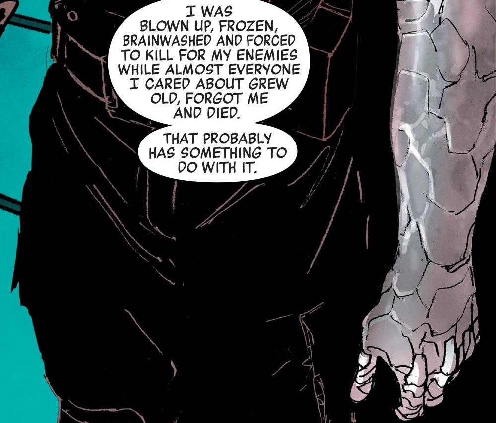 comic-bucky:Why are you like this? The brooding tough-guy shtick. Why are you the
