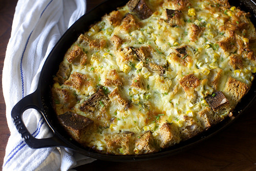 Sex foodffs:  corn, cheddar and scallion strata pictures