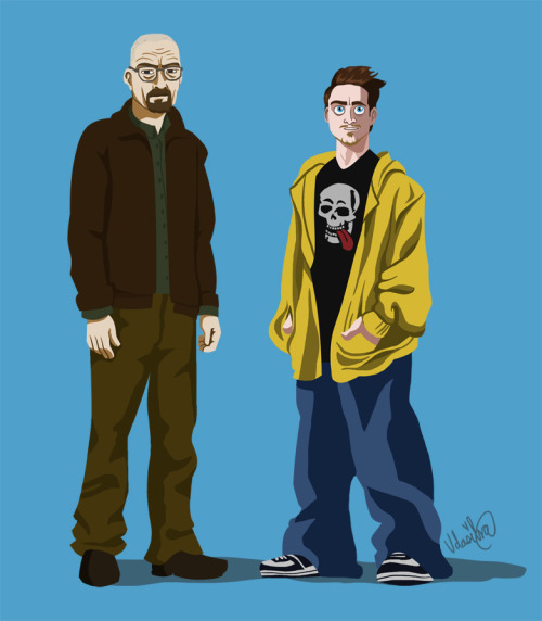 Trying out a flat colouring style with Walt and Jesse