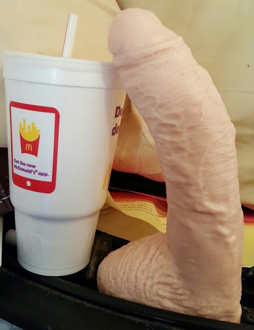 biggenskk:  A pic of the dildo with a large McDonald’s cup for scale. 