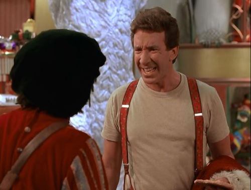 Scott Calvin (or should I say, Santa) workin&rsquo; a spirited pair of suspenders.  Also ea