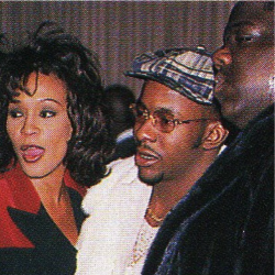 thesnobbyartsyblog:  THIS PIC IS SO FIRE. Whitney makeup, Bobby look and BIG coat. Flames.