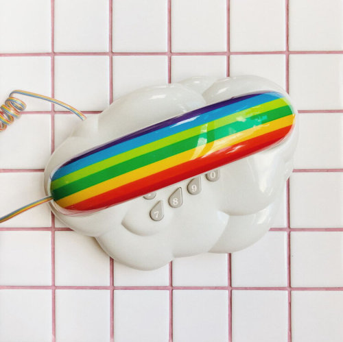 Vintage 80s Telemania Rainbow Cloud Phone.
