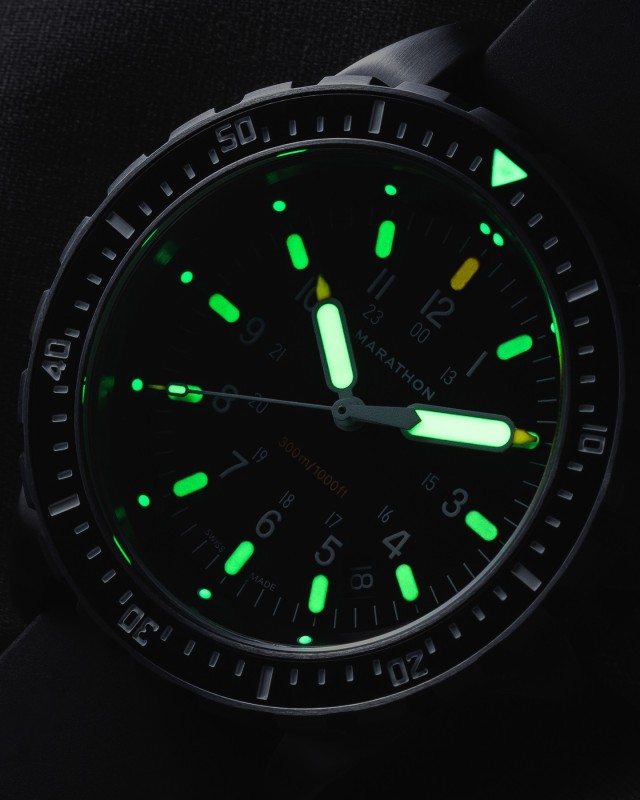 Instagram Repost 

 marathonwatch 

 Our photo-luminescent MaraGlo technology provides a bright glow for up to eight hours at a time. Meticulously painted onto each hour marker and the full hand set of the 46mm JSAR, it provides full visibility in the darkest environments. 

 Tap to shop the watch. 

 #MarathonWatch #BestInTheLongRun #MaraGlo #LumeShot #JSAR #QuartzWatch [ #marathonwatch #monsoonalgear #divewatch #toolwatch #watch ]