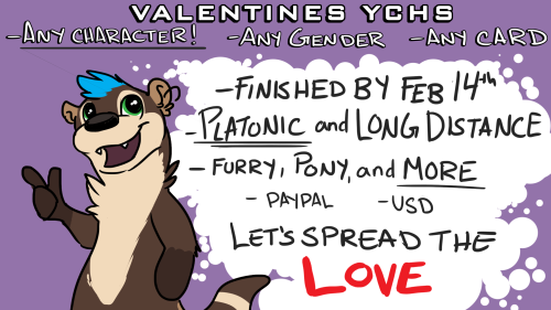 askscruffasus:PLATONIC VALENTINES CARD YCHSThat time of year so many of us dislike is coming around,