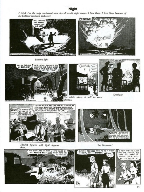From Roy Crane’s “scrapbook”: a handout on how to draw comics.