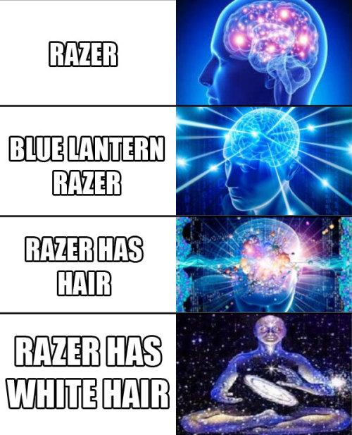 Who’s more shook that we saw Razer’s HAIR than Blue Lantern Razer?? Ngl, both reveals to
