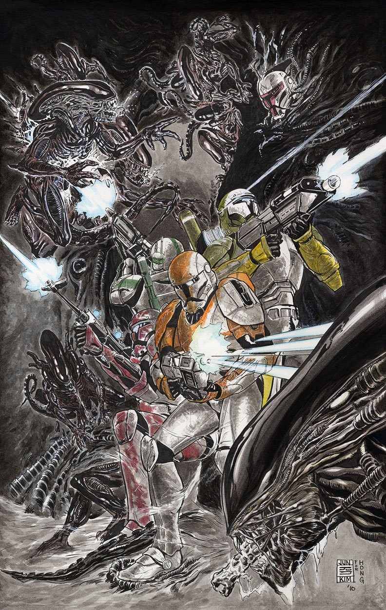 fuckyeahlucasfilm:  Republic Commandos vs. Xenomrphs.  Dope!