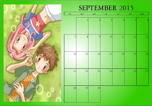 Koumi Calendar for september, 2015Ask for a calendar of your favorite character or couple here:http: