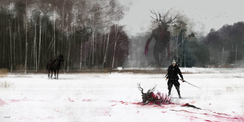 witcher3art:just another day at work… Leshy by Jakub Rozalski Source: ift.tt/2zZS8Y0