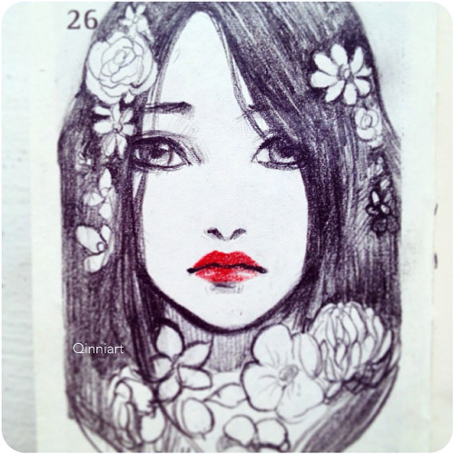 qinni:  More daily sketches. done in pencil and coloured pencils. Done on 2.5 x 4 inch moleskine planner.dA | Instagram | tumblr