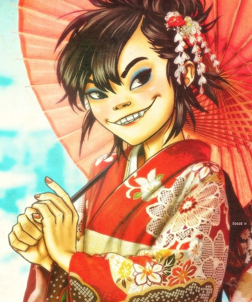 eddieholly:Noodle and Murdoc Love Japan :)