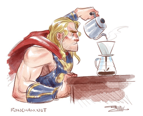 rondanchan:THOR NEEDS COFFEE!I’ve been doing tax preparation and stressful client work all day, so I