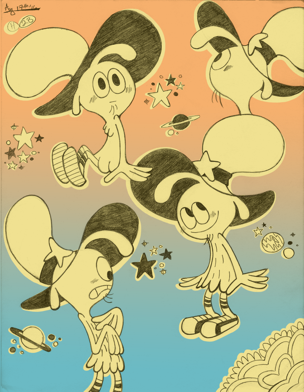 sq13-artz:  Some cleaned-up Wander sketches plus some additional colour and photoshop