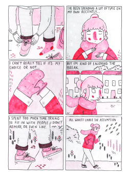 thesadghostclub:  lizemeddings:  very very unsure how I feel about this comic, all done with markers and I’m still trying to figure out if they’re the right medium for me, but it’s done so I’m sharing!  an experimental comic about lonely but likin’
