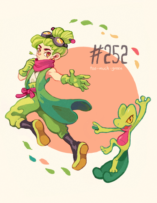 Treecko and Froakie Gijinka for a collab on Twitter! I’ll probably do the rest of the starters too, 