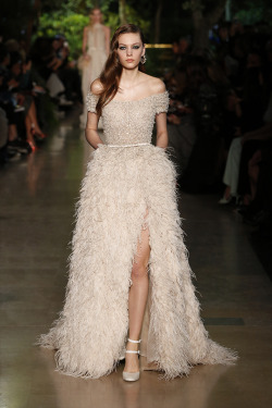 eliesaab:Ivory couture gowns dressed with