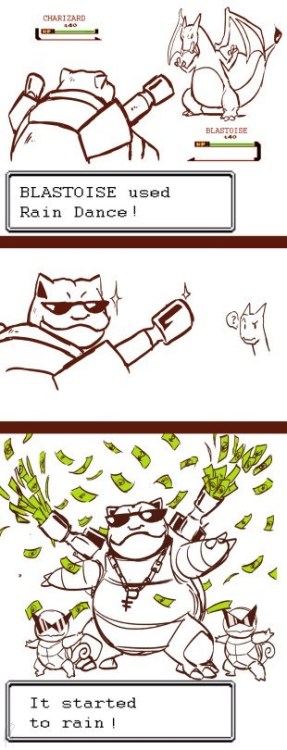 gamercrunch:Blastoise used rain dance via reddit