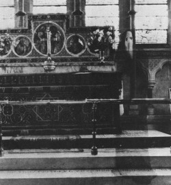 funeral-wreath:Photograph presumed to be of a ‘phantom monk’, Newby Church, Yorkshire