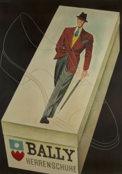 Franco Barberis, poster illustration for men’s shoes, 1938. Bally of Switzerland.