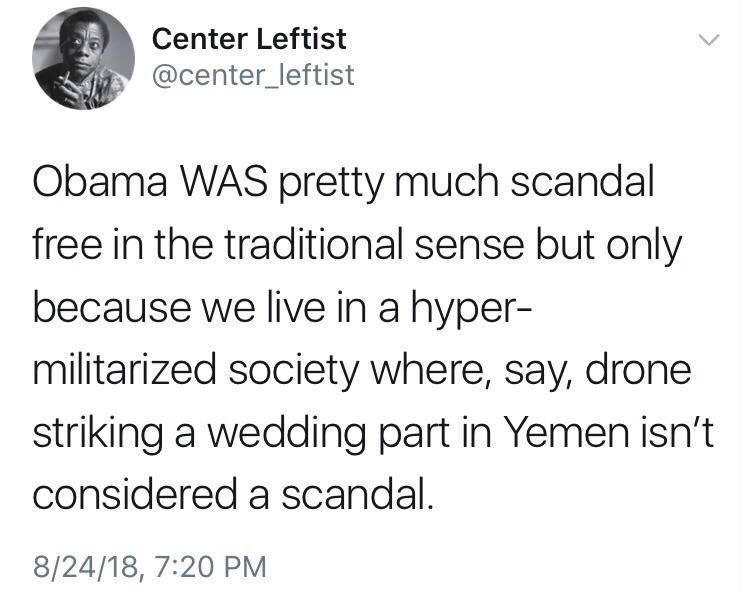 youthincare:  [ image description is screenshot of tweet by center leftist that says, ‘obama