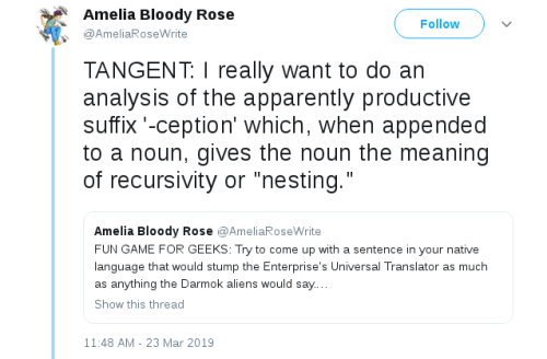 allofthefeelings: taggthewanderer: velarapproximant: [ID: a thread of tweets by Amelia Bloody Rose @