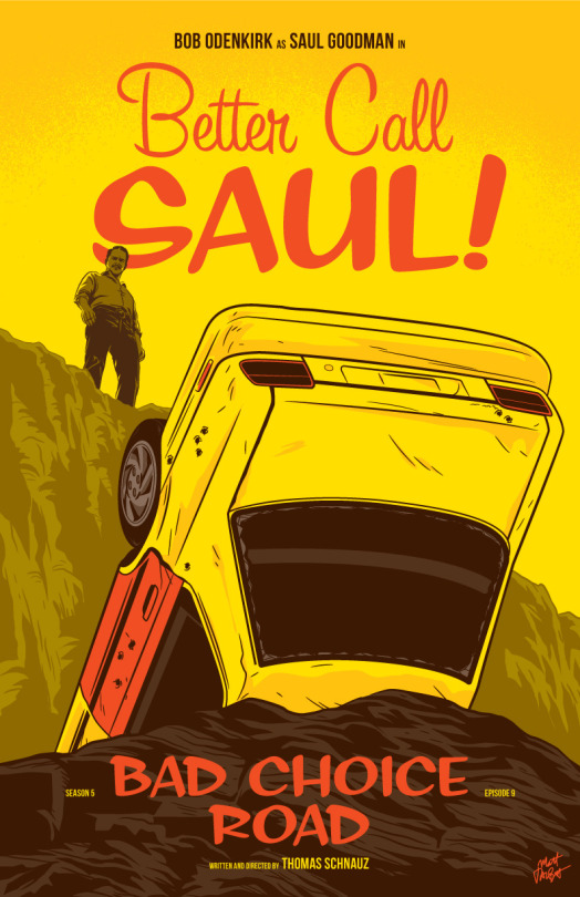 mattrobot:‪I think this my last chance to draw that iconic red door, which is what kicked off this whole poster series. So, pour one out for Jimmy’s Esteem. My poster for the brilliant Better Call Saul episode 509,  Bad Choice Road. @bettercallsaulamc