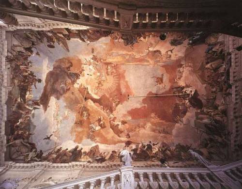 giovanni-battista-tiepolo: Apollo and the Continents, 1753, Giovanni Battista Tiepolo Medium: fresco