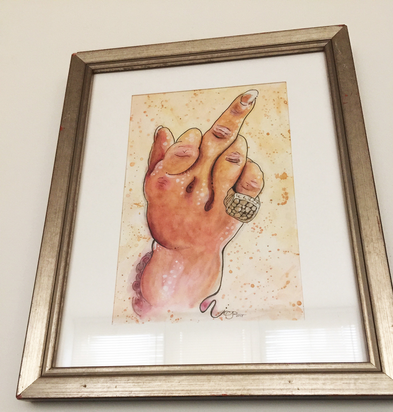 If this hand looks familiar, it’s because my fab LA friends Marina, Brad, and Astro commissioned magniff artist Courtnee Fallon Rex (http://neevita.net) to paint this watercolor of my fat little hand (wearing my favorite fat little pinky ring)...