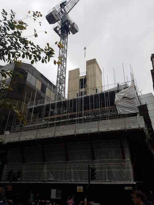 Massive new development going off at Cannon Street EC4 with scaffolding and tower crane already in p