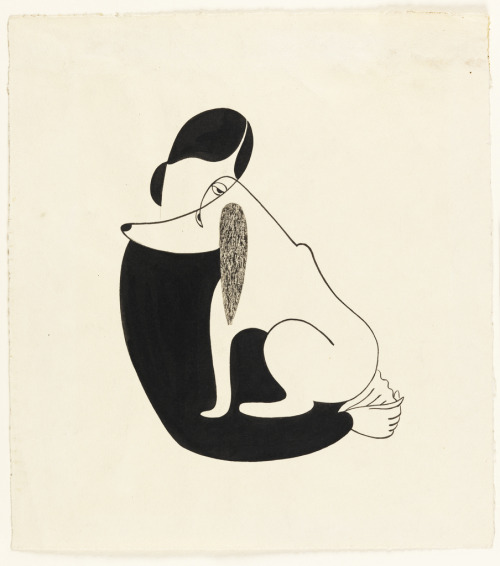 Christina Malman, Woman and a dog, 1935. Drawing, USA. Via Cooper Hewitt.