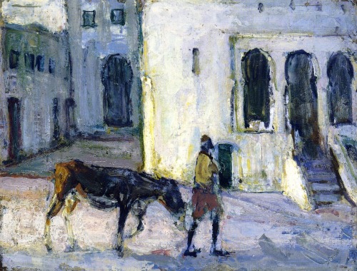 Man Leading a Donkey in Front of the Palais de Justice, Tangier, 1912, Henry Ossawa Tanner