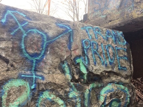 queergraffiti: elinoriii: look what i did on sunday “trans pride” Concord, Massachusetts