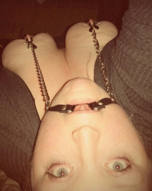 alice-is-wet:  transientdominant:  alice-is-wet:Just a little drool baby. :3  Xoxo Alice   If you’re happy and you know it clamp your tits.If you’re happy and you know it clamp your tits.If you’re happy and you know it then your cunt will surely