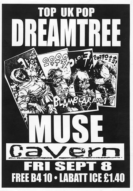 Poster of Muse gigs at The Cavern, Exeter, 1995.