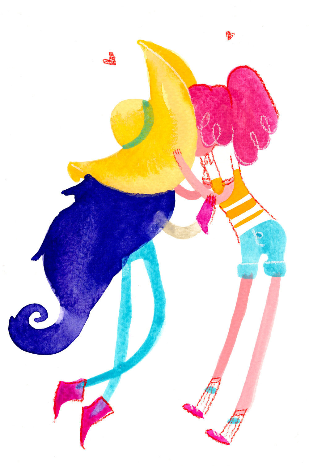 sarahwhat:  Just some Bubbline smooches to brighten up your day. Watercolor &amp;