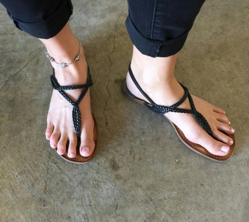 Sexy braided t-strap sandals.