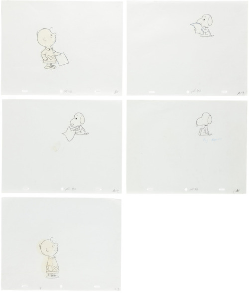 Some art and animation cels from The Charlie Brown & Snoopy Show (1980s).