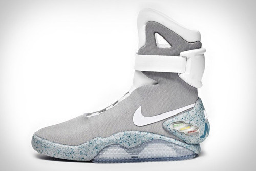 baked-design:  NIKE Mag SneakersPrice: TBDSet to be released in 2016, the Back to the Future II boots/sneaks are a dream come true - self-lacing footies. Whether you’re lazy, a superfan, looking for something new or just a tech fan, these will sure